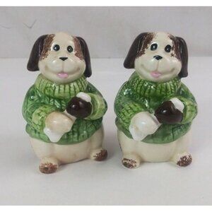 Vintage GKRO Dogs In Sweaters With Bones 3.75" Salt & Pepper Shakers